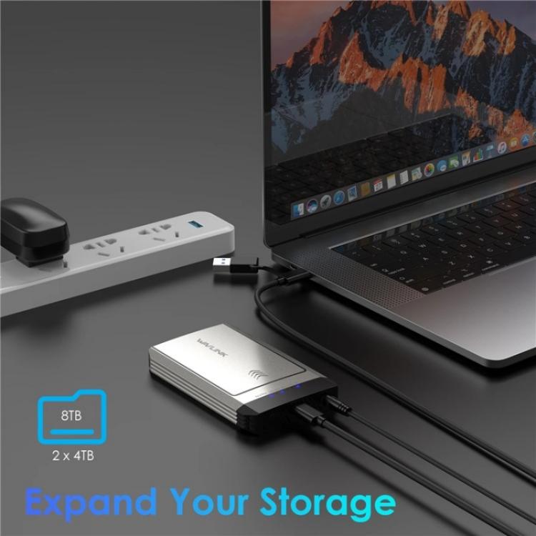 WAVLINK ST347 One-Click Offline Clone Dual Slot M.2 SSD Enclosure USB-C 3.2 Gen2 10Gbps, ST347