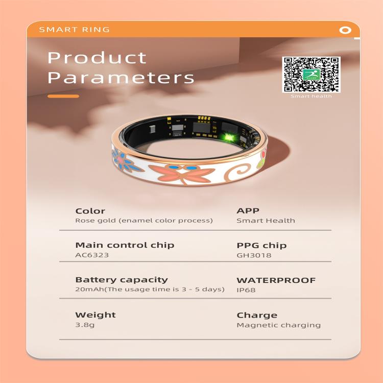 R18 SIZE 6 Smart Ring, Support Heart Rate / Blood Oxygen / Sleep / Care For Faimilies