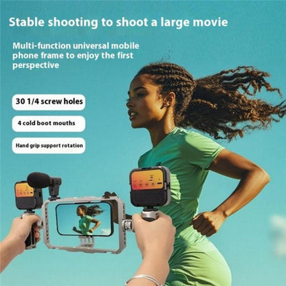 C072 Aluminum Alloy Handheld Smartphone Cage Rig Photography Stabilizer Dual Handle Frame, C072