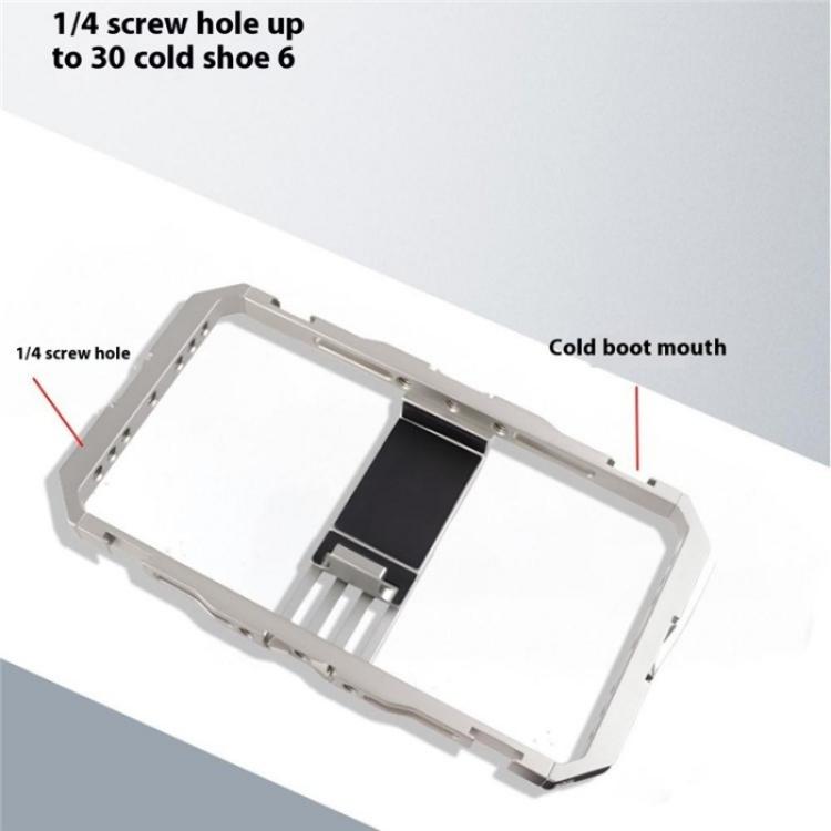 C072 Aluminum Alloy Handheld Smartphone Cage Rig Photography Stabilizer Dual Handle Frame, C072