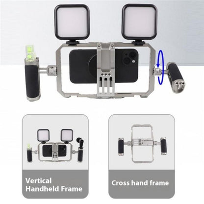 C072 Aluminum Alloy Handheld Smartphone Cage Rig Photography Stabilizer Dual Handle Frame, C072