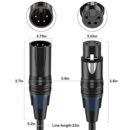 JUNSUNMAY 4 Pin XLR Male to Female Headphone Audio Adapter Cable, 0.5m, 1.8m, 3m, 5m, 10m