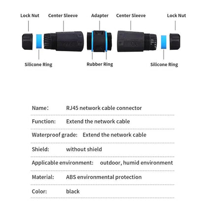 JUNSUNMAY IP68 Shielded Pure Copper Waterproof Gigabit RJ45 Ethernet Coupler for Cat5/Cat5e/Cat6/Cat7/Cat8