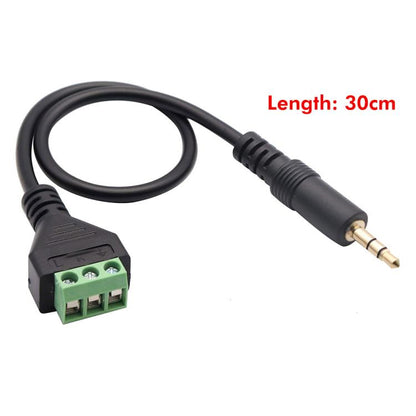 JUNSUNMAY 3.5mm Male to 3 Pin Stereo Audio Terminal Block Balum Connection Cable, Length: 30cm, 3.5mm Male to 3 Pin