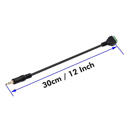 JUNSUNMAY 3.5mm Male to 3 Pin Stereo Audio Terminal Block Balum Connection Cable, Length: 30cm, 3.5mm Male to 3 Pin