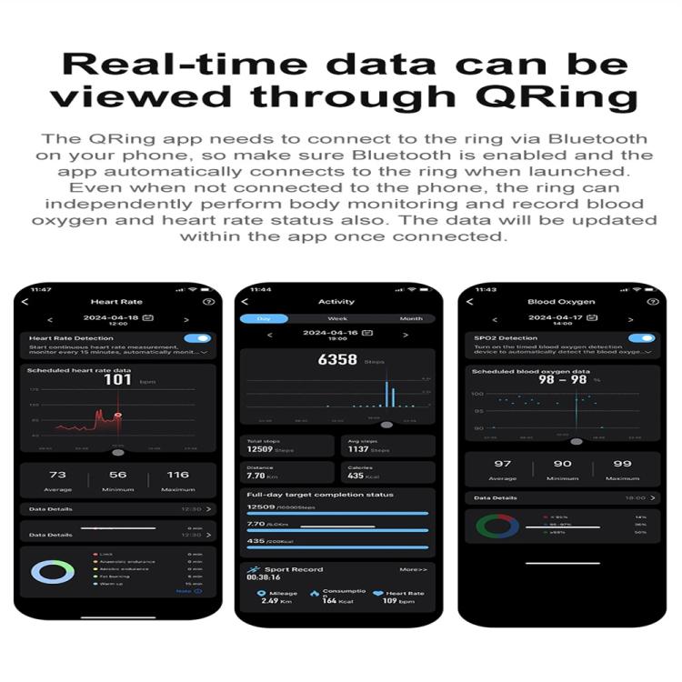R04 SIZE 7 Smart Ring, Support Heart Rate / Blood Oxygen / Sleep Monitoring / Take Photos