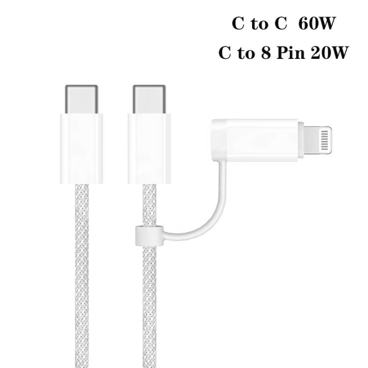 P65 75W Dual Port USB-C / Type-C Car Charger with Type-C to Type-C / 8 Pin Data Cable