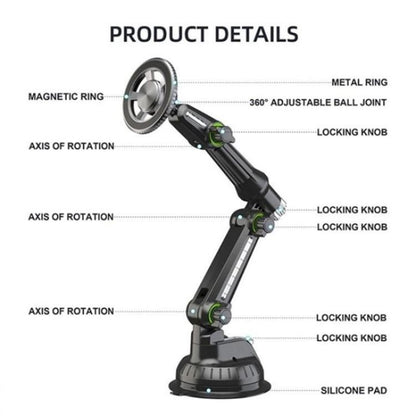XWJ-JX04 Dashboard Windshield Magnetic Car Mount Suction Cup Base Long Arm Holder, XWJ-JX04 (Gear Type), XWJ-JX04 (Single Hole)