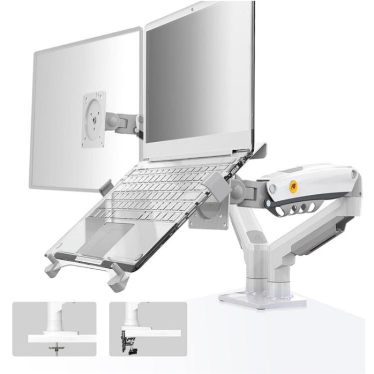 NORTH BAYOU F160-FP Tray Dual Arm Bracket Monitor Desk Mount Adjustable Laptop Holder, F160-FP
