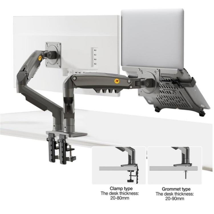 NORTH BAYOU F160-FP Tray Dual Arm Bracket Monitor Desk Mount Adjustable Laptop Holder, F160-FP