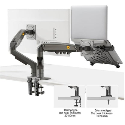 NORTH BAYOU F160-FP Tray Dual Arm Bracket Monitor Desk Mount Adjustable Laptop Holder, F160-FP