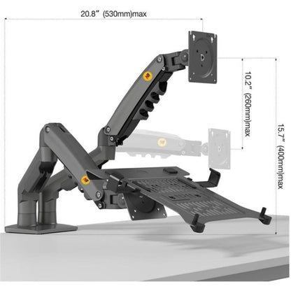 NORTH BAYOU F160-FP Tray Dual Arm Bracket Monitor Desk Mount Adjustable Laptop Holder, F160-FP