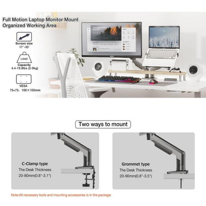NORTH BAYOU F160-FP Tray Dual Arm Bracket Monitor Desk Mount Adjustable Laptop Holder, F160-FP