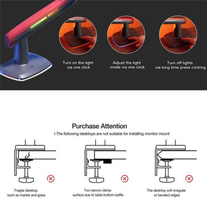 NORTH BAYOU L50 32-60 Inch Gaming Screen RGB Light Curved Ultrawide Flat Monitor Stand