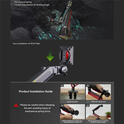 NORTH BAYOU L60 RGB Light Desk Mount Bracket 32-60 Inch Gaming Monitor Arm Stand, L60