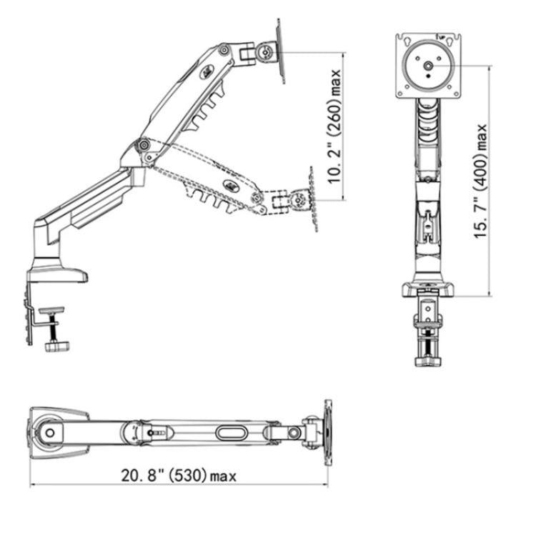 NORTH BAYOU F80-FP For 10-17 Inch Laptop Height Adjustable Desktop Mount Bracket, F80-FP