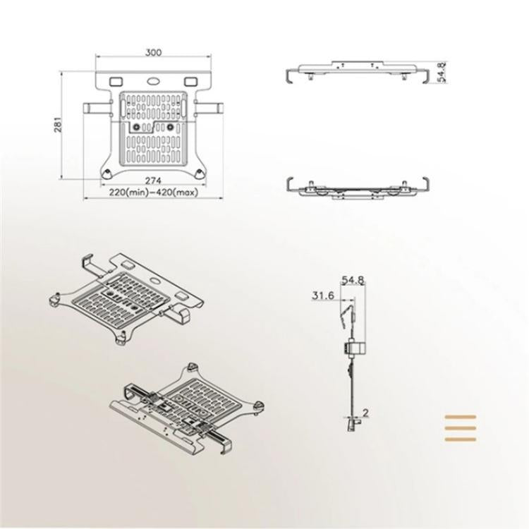 NORTH BAYOU F80-FP For 10-17 Inch Laptop Height Adjustable Desktop Mount Bracket, F80-FP