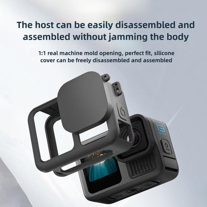 Silicone Protective Case with Wrist Strap & Lens Cover & Side Interface Cover, For GoPro HERO13 Black