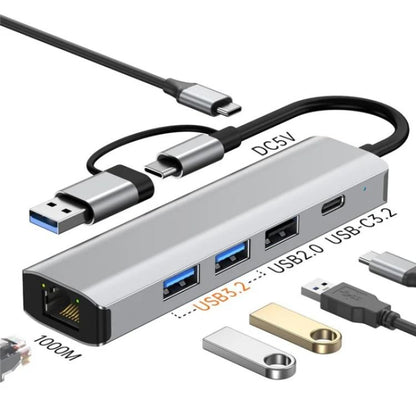 2501 RJ45 Gigabit Network Card Converter USB-C / USB to Ethernet Adapter, 2501