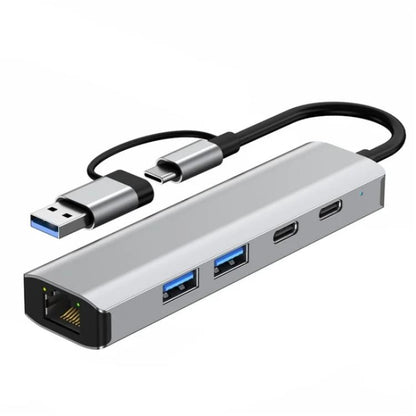 2503 Gigabit RJ45, 2 x USB3.2, USB-C2.0, USB-C3.2, DC5V 6 in 1 Docking Station USB / Type-C Hub, 2503