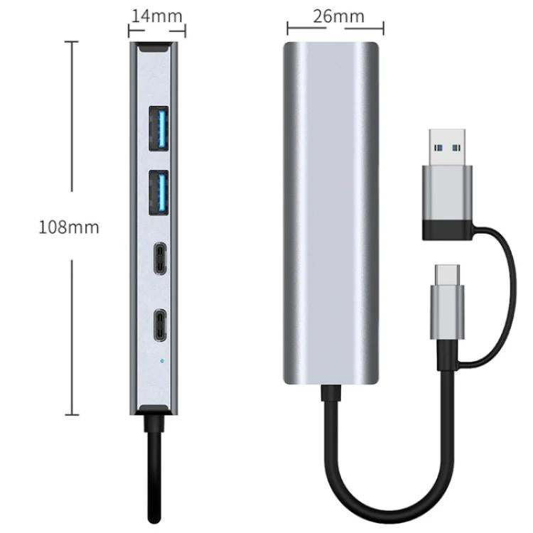 2503 Gigabit RJ45, 2 x USB3.2, USB-C2.0, USB-C3.2, DC5V 6 in 1 Docking Station USB / Type-C Hub, 2503