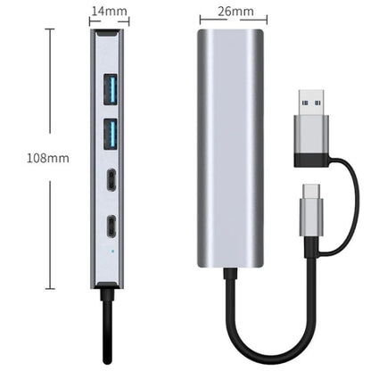 2503 Gigabit RJ45, 2 x USB3.2, USB-C2.0, USB-C3.2, DC5V 6 in 1 Docking Station USB / Type-C Hub, 2503