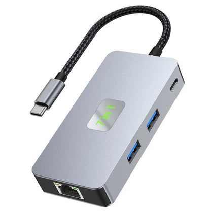 2402 2 x USB 3.2, HD, 2 x Card Reader, PD 100W, RJ45 2.5Gbps 7-in-1 Multi-Port Type-C Hub Adapter, 2402