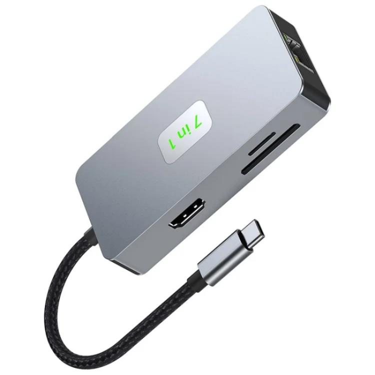2402 2 x USB 3.2, HD, 2 x Card Reader, PD 100W, RJ45 2.5Gbps 7-in-1 Multi-Port Type-C Hub Adapter, 2402