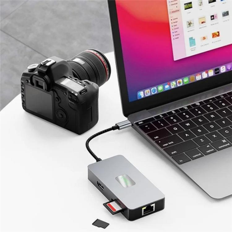 2402 2 x USB 3.2, HD, 2 x Card Reader, PD 100W, RJ45 2.5Gbps 7-in-1 Multi-Port Type-C Hub Adapter, 2402