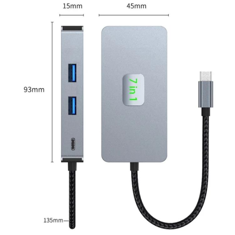 2402 2 x USB 3.2, HD, 2 x Card Reader, PD 100W, RJ45 2.5Gbps 7-in-1 Multi-Port Type-C Hub Adapter, 2402