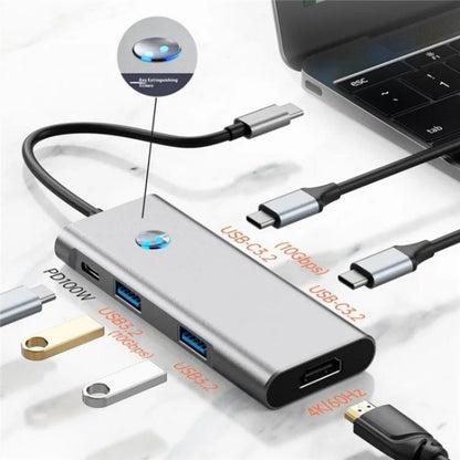 2426 One-Key Screen Off Type-C to 2 x USB3.2, HD, PD100W, 2 x USB-C3.2 HUB, 2426