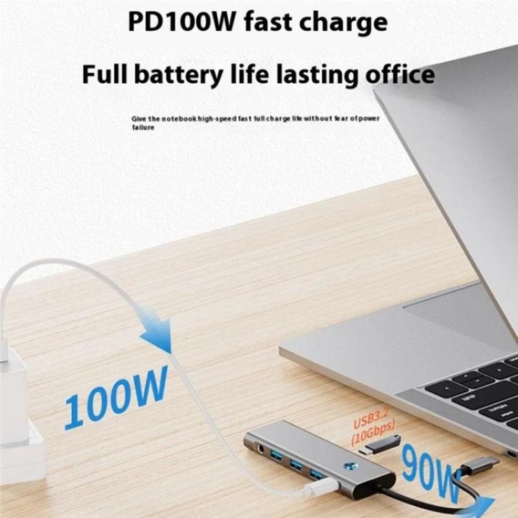 2426 One-Key Screen Off Type-C to 2 x USB3.2, HD, PD100W, 2 x USB-C3.2 HUB, 2426