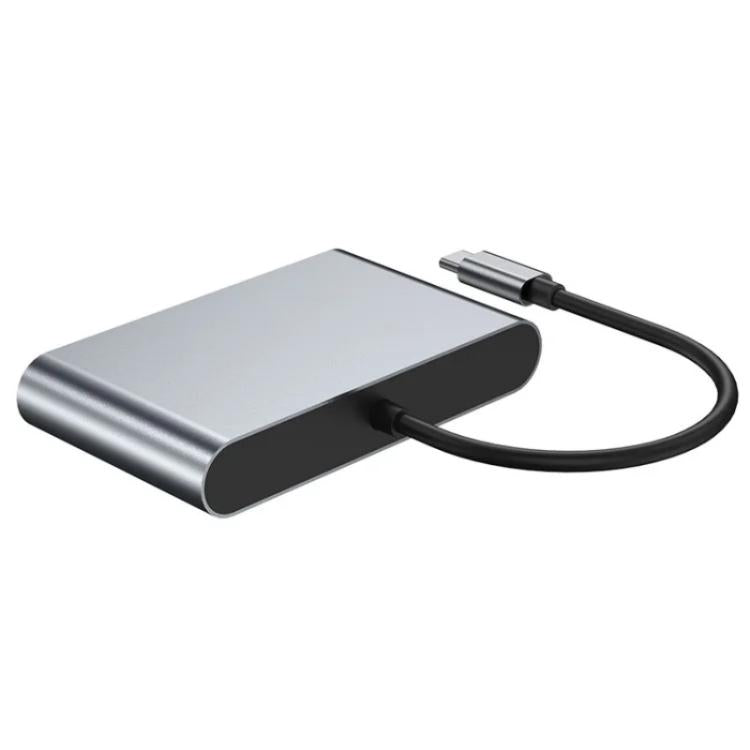 2322 Type-C to RJ45, 4K/30HZ HD, USB 3.0, PD100W Charging Port Aluminum Shell HUB, 2322