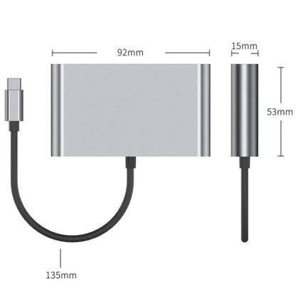 2322 Type-C to RJ45, 4K/30HZ HD, USB 3.0, PD100W Charging Port Aluminum Shell HUB, 2322