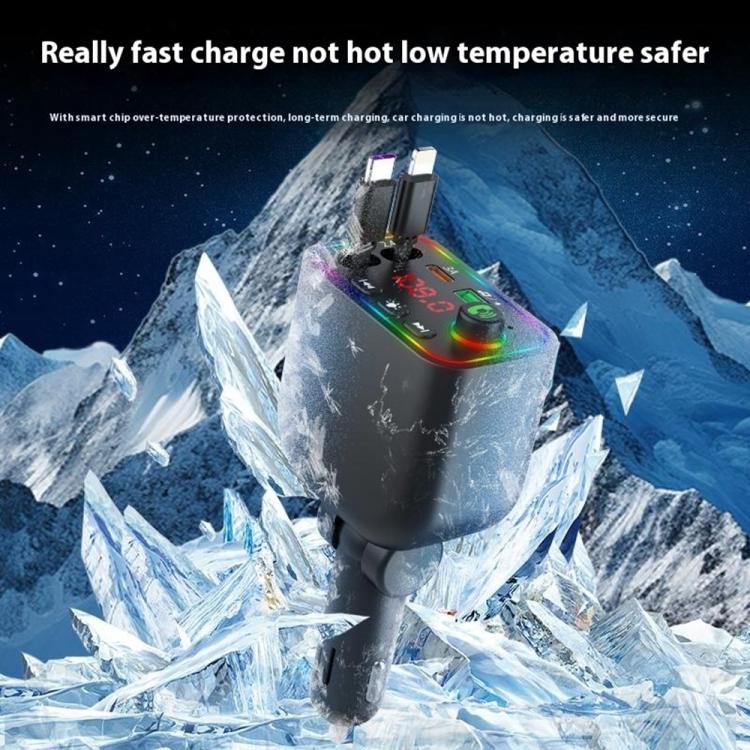 L4 Fast Charging Car Charger MP3 Player Retractable Cable FM Transmitter, L4