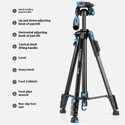 YUNTENG VCT-669 For Live Streaming Video Recording Camera Tripod Smartphone Selfie Mount, VCT-669