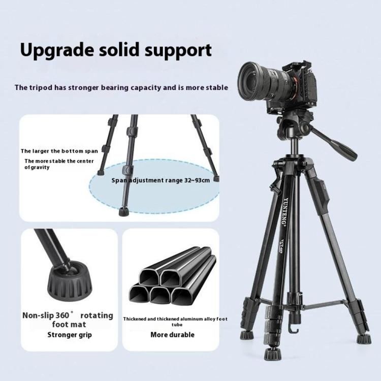 YUNTENG VCT-669 For Live Streaming Video Recording Camera Tripod Smartphone Selfie Mount, VCT-669