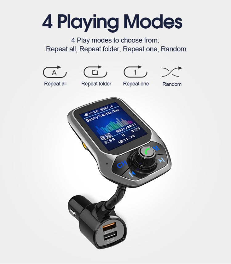 T43 Car Bluetooth Mp3 Multi-function Large Color Screen QC3.0 Bluetooth Car Charge Lossless Car Bluetooth Player, T43