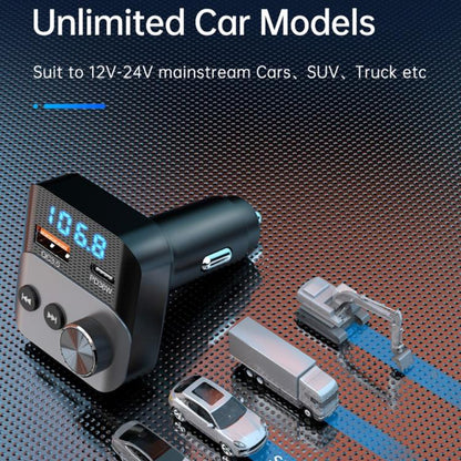 BC98 Car PD 36W Fast Charging QC3.0 Charger FM Transmitter Bluetooth 5.3 Hands-Free Call, BC98