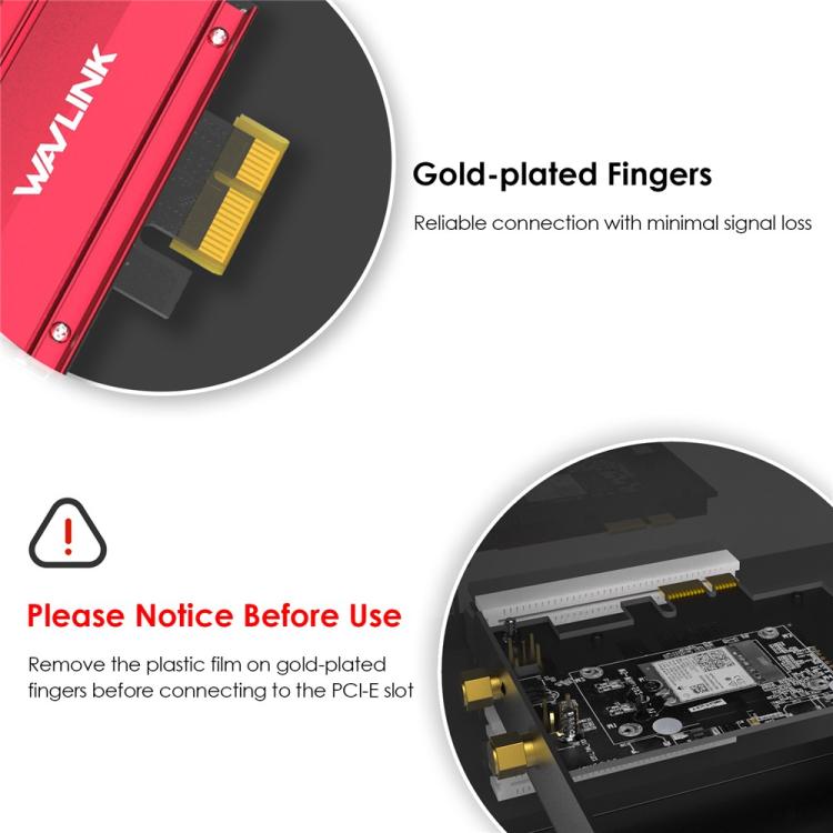 WAVLINK WN685BE3-B BE8800 2.4GHz 5GHz 6GHz WiFi 7 Tri-Band PCI-E Wireless Network Card, WN685BE3-B