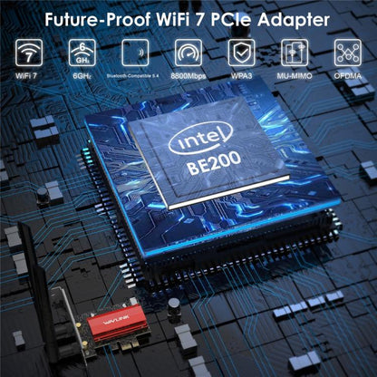 WAVLINK WN685BE3-B BE8800 2.4GHz 5GHz 6GHz WiFi 7 Tri-Band PCI-E Wireless Network Card, WN685BE3-B
