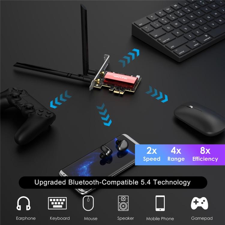 WAVLINK WN685BE3-B BE8800 2.4GHz 5GHz 6GHz WiFi 7 Tri-Band PCI-E Wireless Network Card, WN685BE3-B