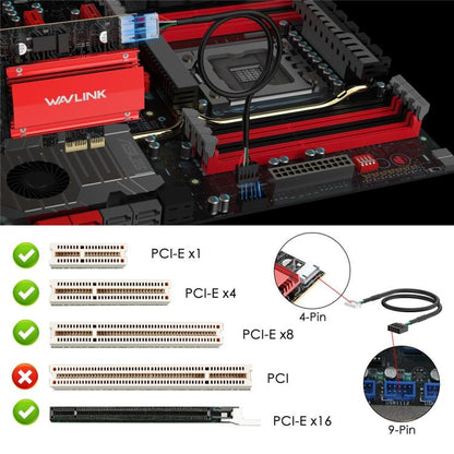 WAVLINK WN685BE3-B BE8800 2.4GHz 5GHz 6GHz WiFi 7 Tri-Band PCI-E Wireless Network Card, WN685BE3-B