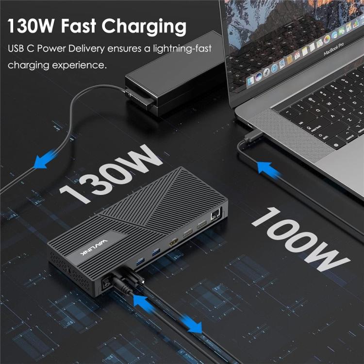 WAVLINK UG69PD24 12-in-1 PD 100W Charging Displaylink Docking Station For Thunderbolt 4 / 3, UG69PD24