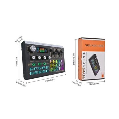 X9 48V Phantom Power Bluetooth Audio Mixer 4-Channel USB Sound Card Voice Changer, X9