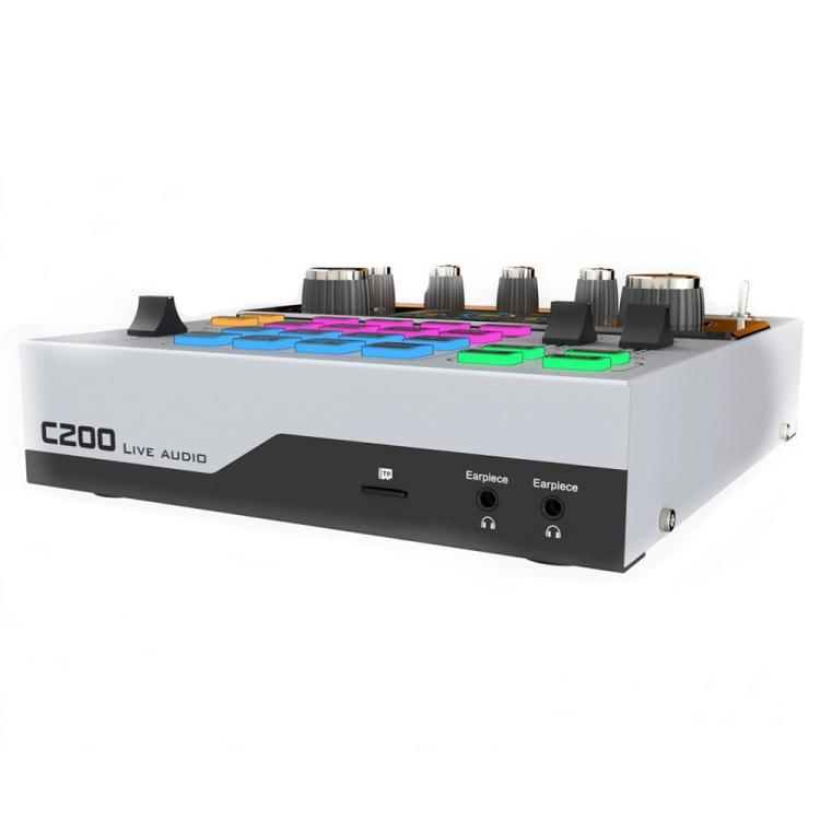 C200 For Live Streaming / Singing Sound Card Audio Mixer Bluetooth Adjustable Mixing Console, C200