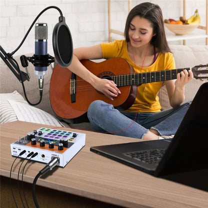 C200 For Live Streaming / Singing Sound Card Audio Mixer Bluetooth Adjustable Mixing Console, C200