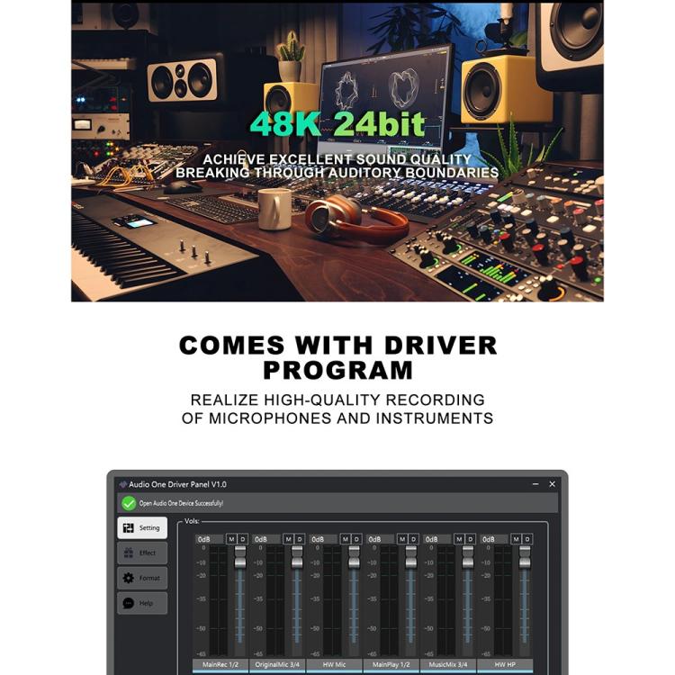 Solo3 24 Bit 2 In 2 Out Professional Audio Sound Card Recording Device, Solo3