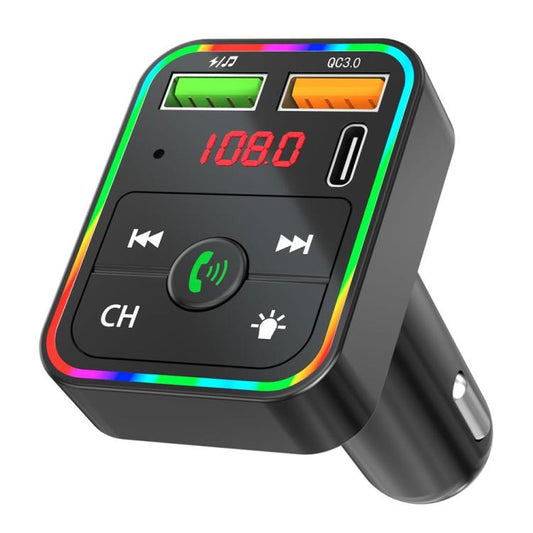 PDF2 With Ambient Light Fast Charger FM Transmitter Bluetooth Hands Free Call MP3 Player, PDF2