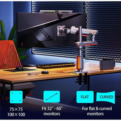 NORTH BAYOU L70 RGB Lighting Gaming Monitor Adjustable Arm Stand Curved Monitors Bracket, L70